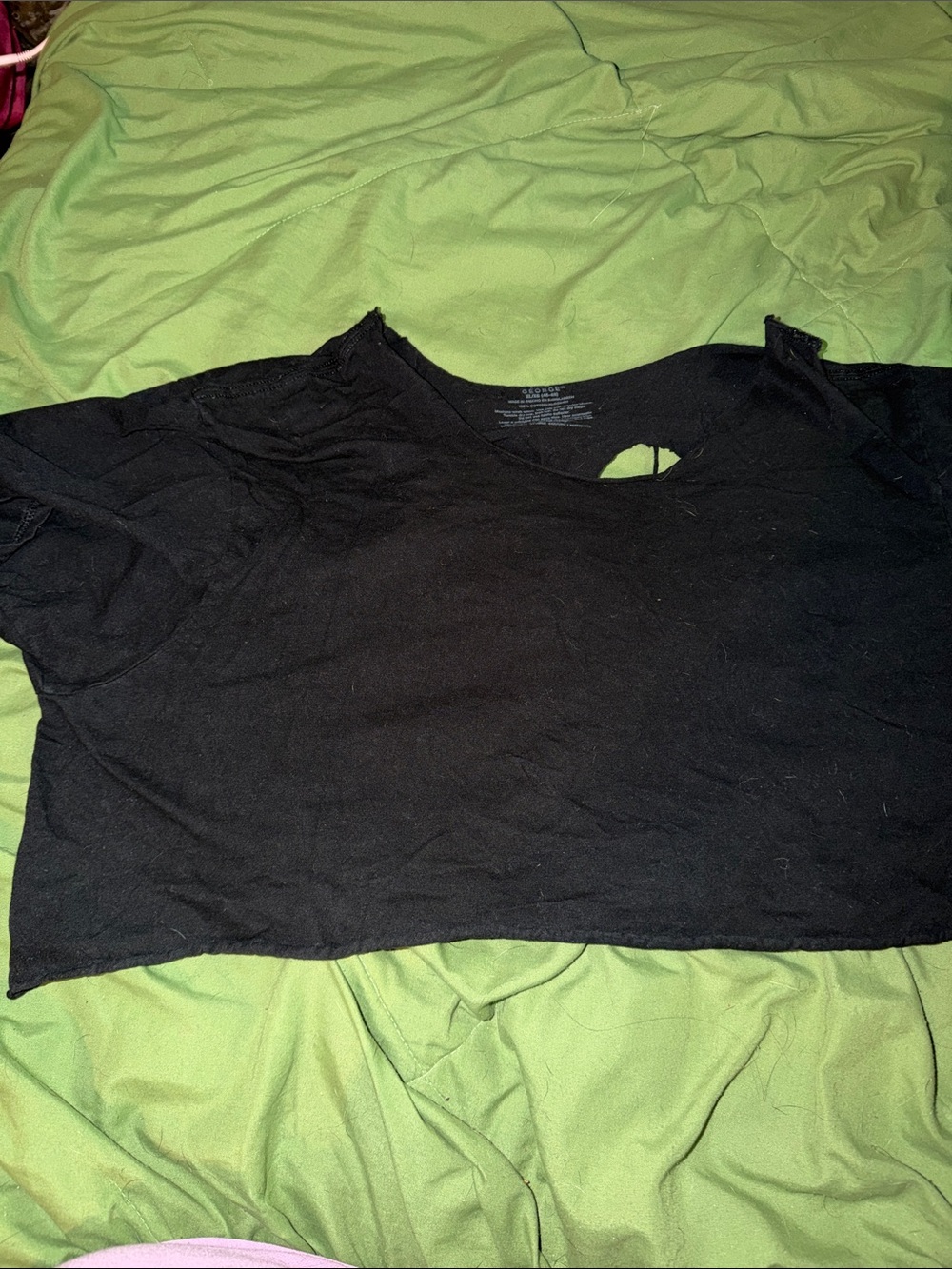 Skull Back Cut Out Black Short Sleeve Crop Top